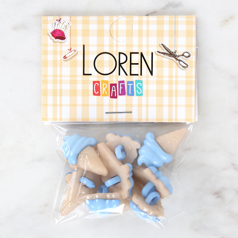 Loren Crafts 8'li Mavi Dondurma Düğme - 3071